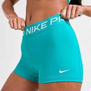 NIKE Pro Women's 3" Shorts NWT Aqua Blue Teal Turquoise